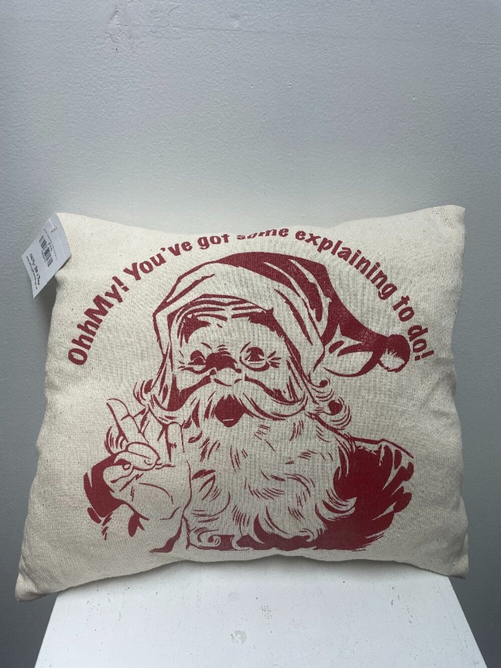 14"x12"  Pillow "OhhMy You've got some explaining to do" w/Santa Face-omg2519